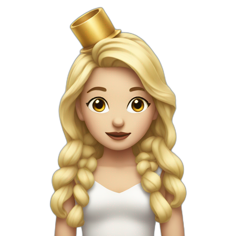 A beautiful girl with blonde hair with a festive pipe in her mouth emoji