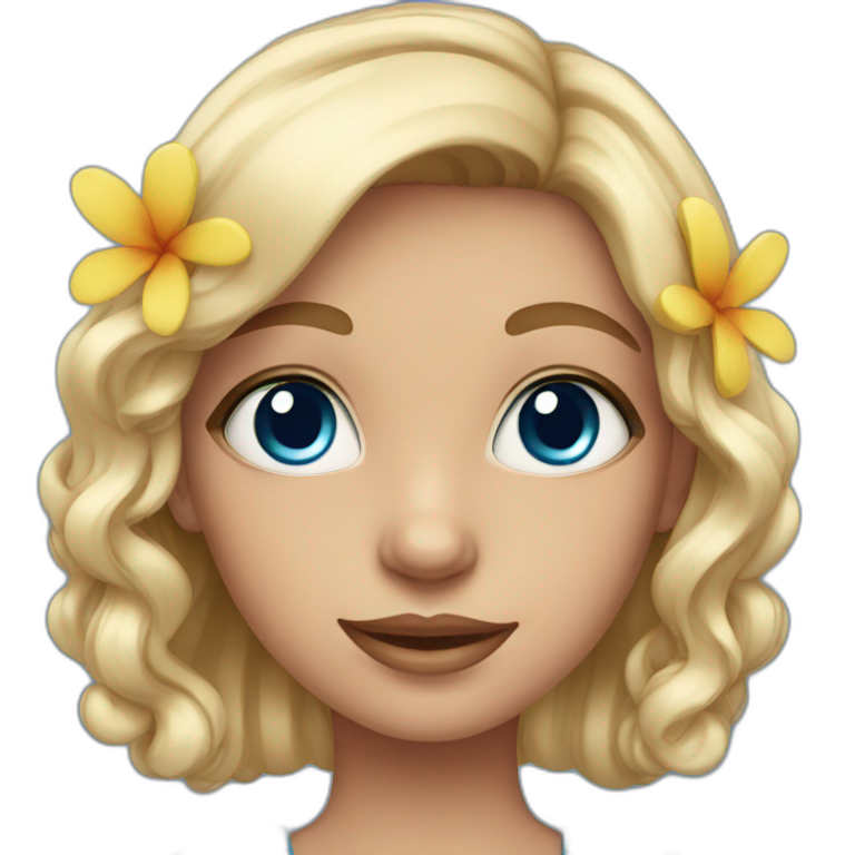 blue eyed girl with flower earrings emoji