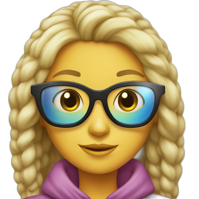 girl with super cool cooling glass emoji