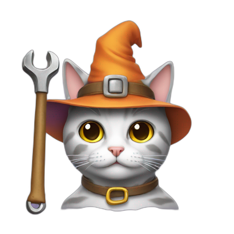 cat with wizard hat and wrench emoji