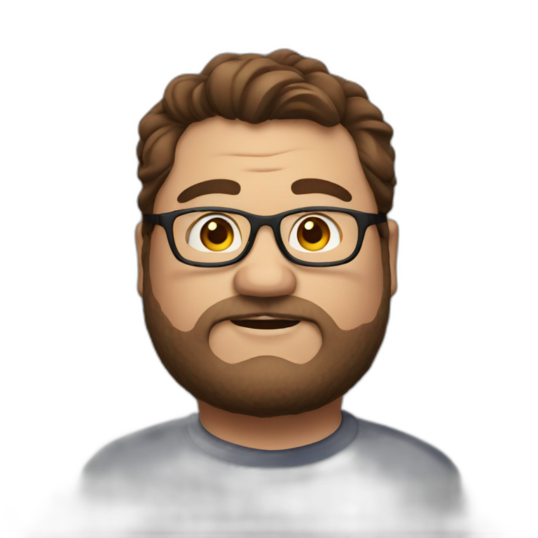 Fat man with brown hair and glasses emoji