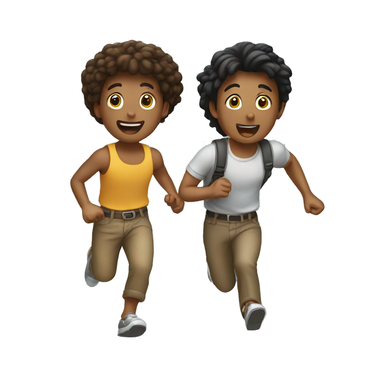 two friends escaping emoji