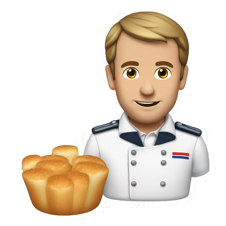 Macron en train de manger bagette de pain emoji