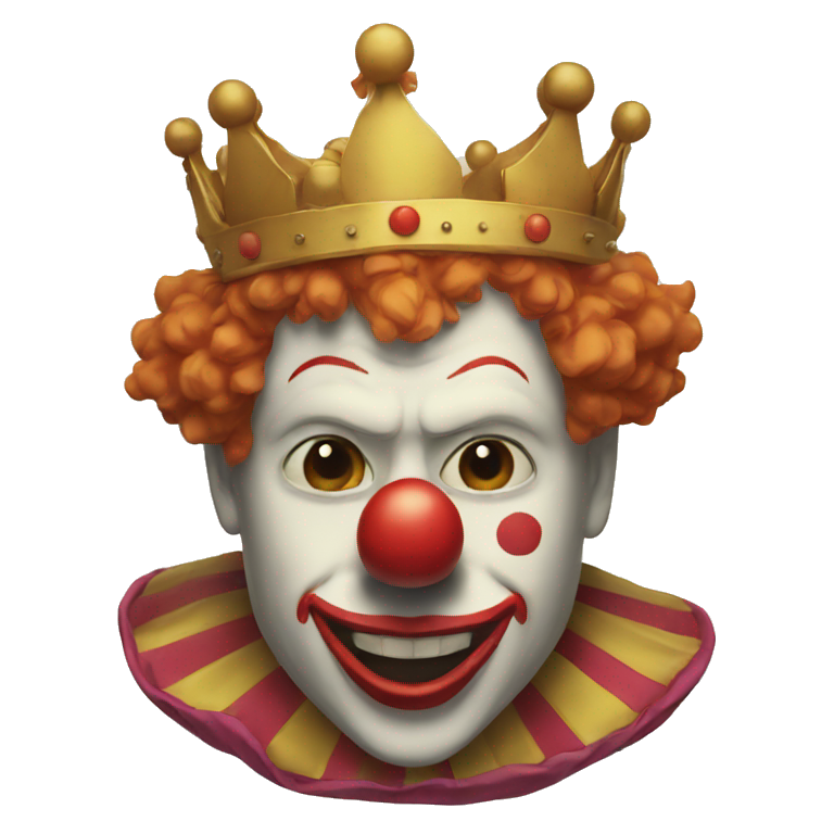 A clown taking of the mask of a king emoji