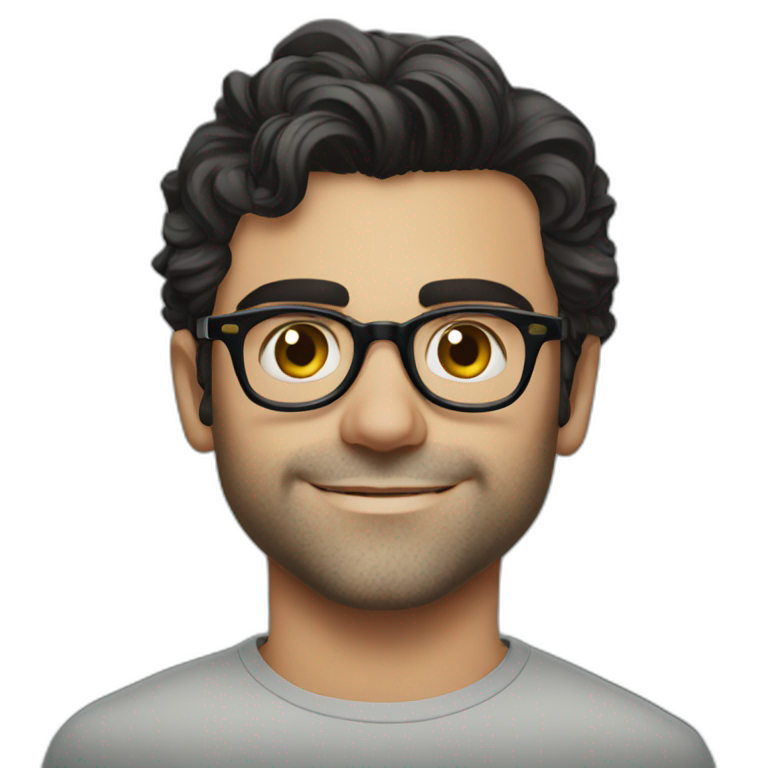 young oscar isaac with glasses and clean shaven emoji