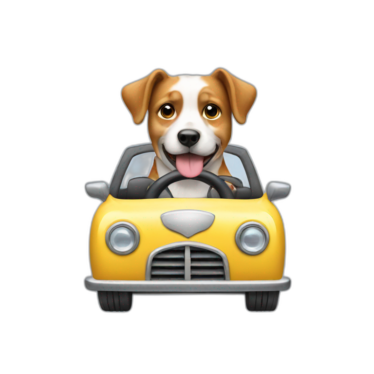 A DOG driving a car emoji