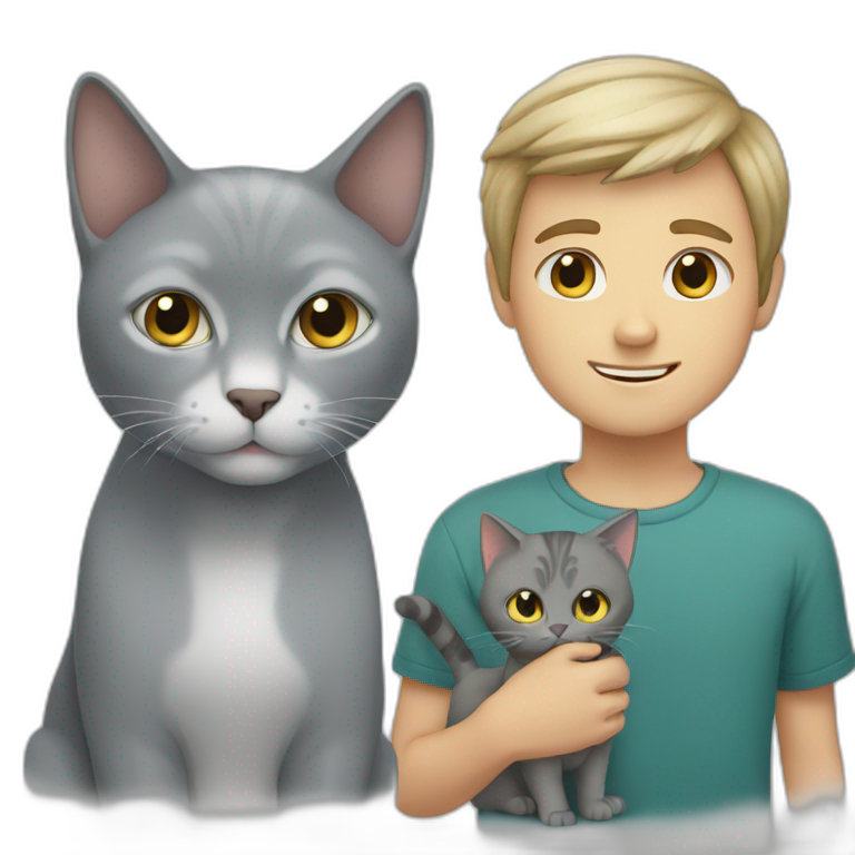 White boy and grey cat emoji