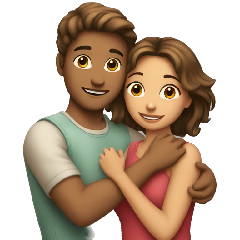 A beautiful girl and boy hugging  emoji