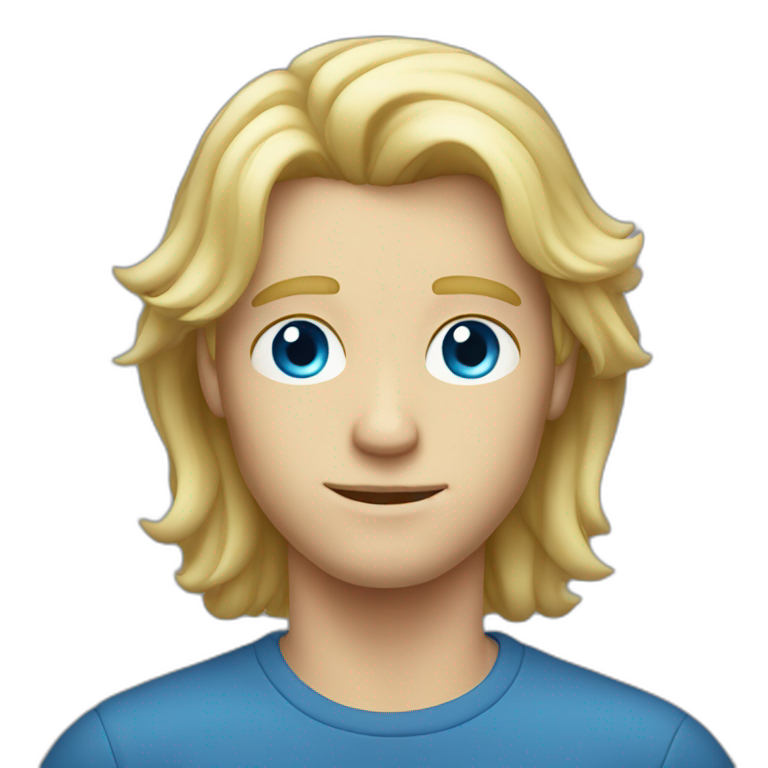 blond guy with longish hair and blue eyes emoji