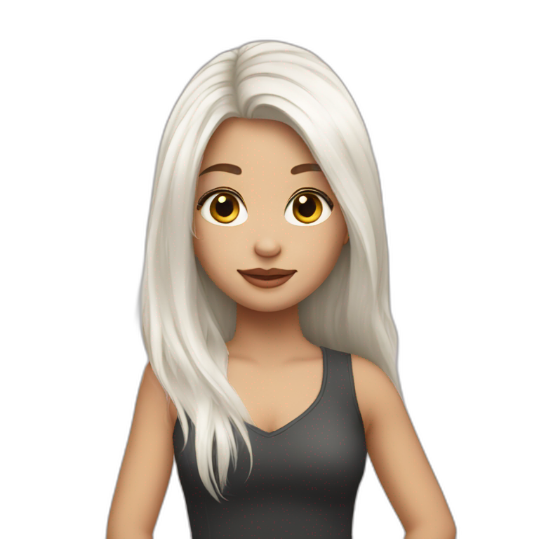 prity girl with white long hair emoji