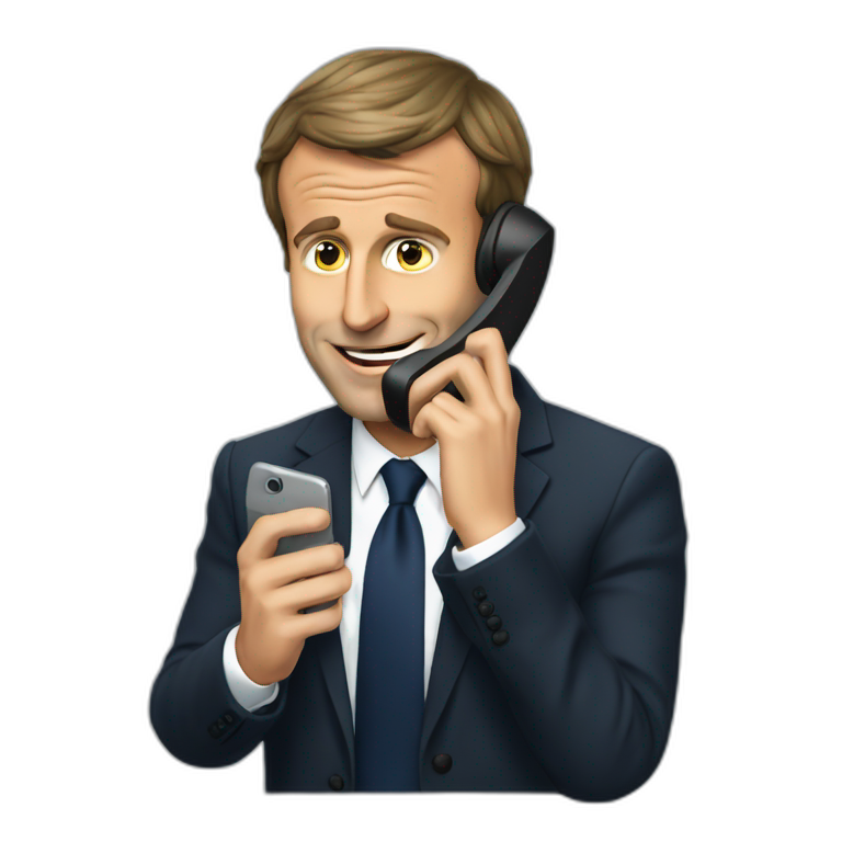 Emmanuel Macron talking on phone emoji