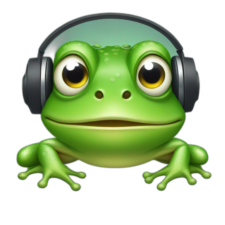 frog wearing headphones emoji