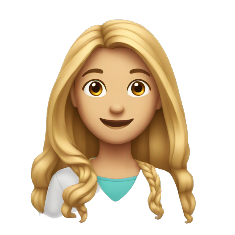 girl with long hairs and smiling  emoji