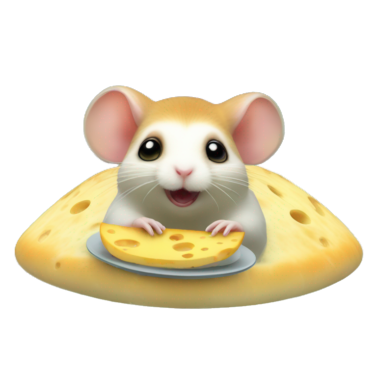 alien hamster in ufo abducting cheese emoji