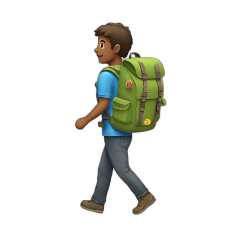 backpack walking in the world emoji