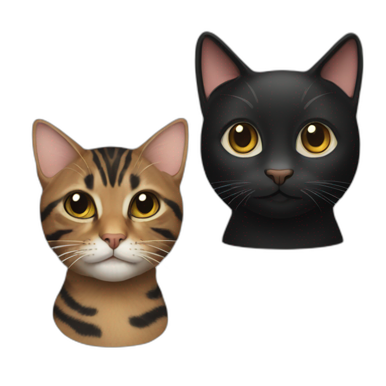 Tabby cat and black cat emoji