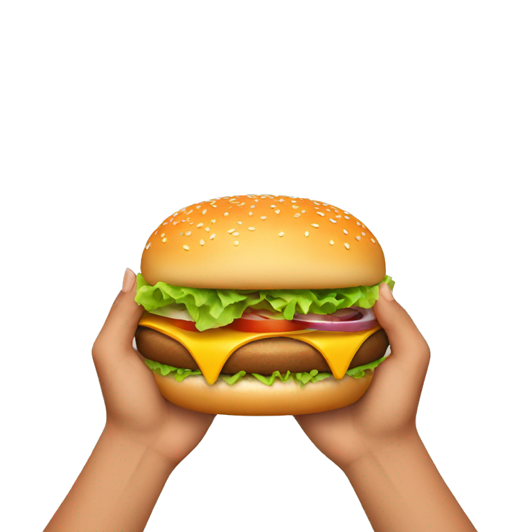 two hands holding burger emoji