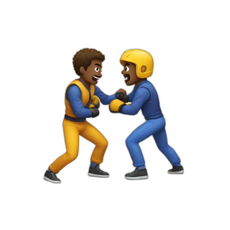 two guys fighting on ground emoji