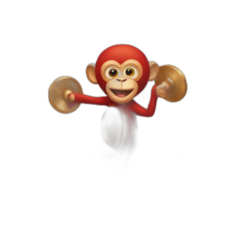 silly red monkey with cymbals emoji