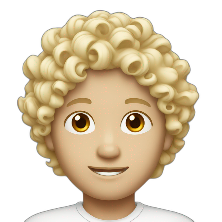A curl head boy with a white skin tone  emoji