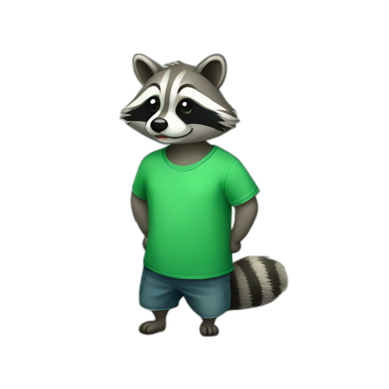 Raccoon in green plain tshirt emoji