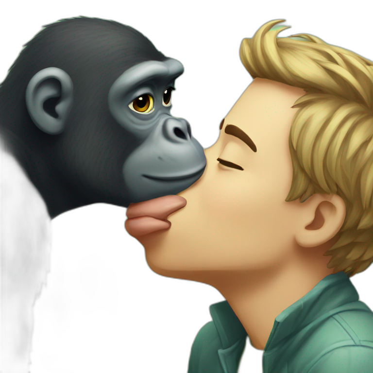 frog kissing gorilla emoji