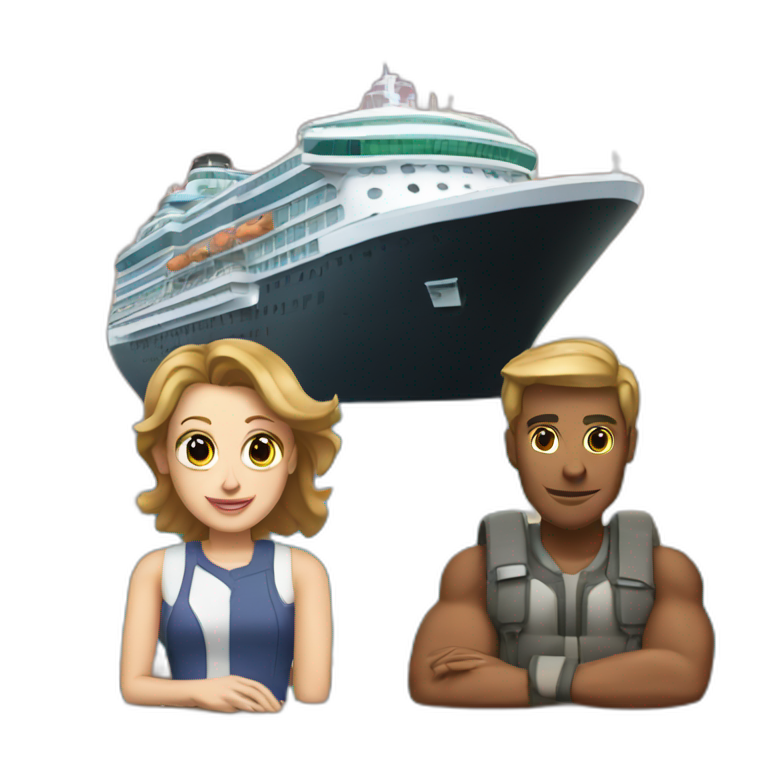 Words that say Team Reese Travels with a cruise ship in the background  emoji