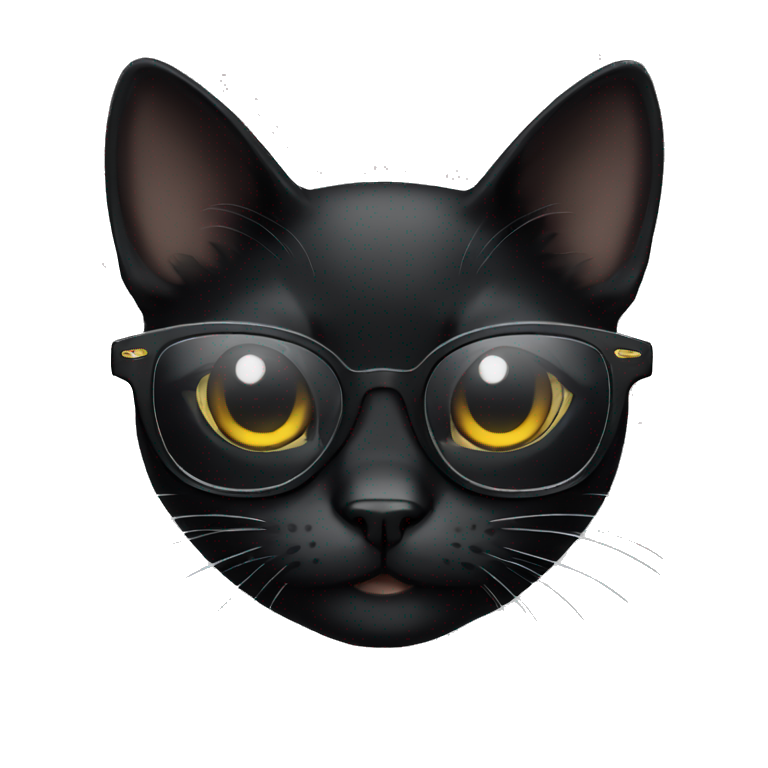 Black cat with glasses emoji