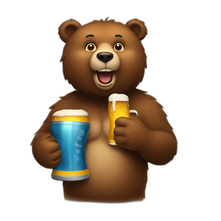 Bear holding a beer emoji