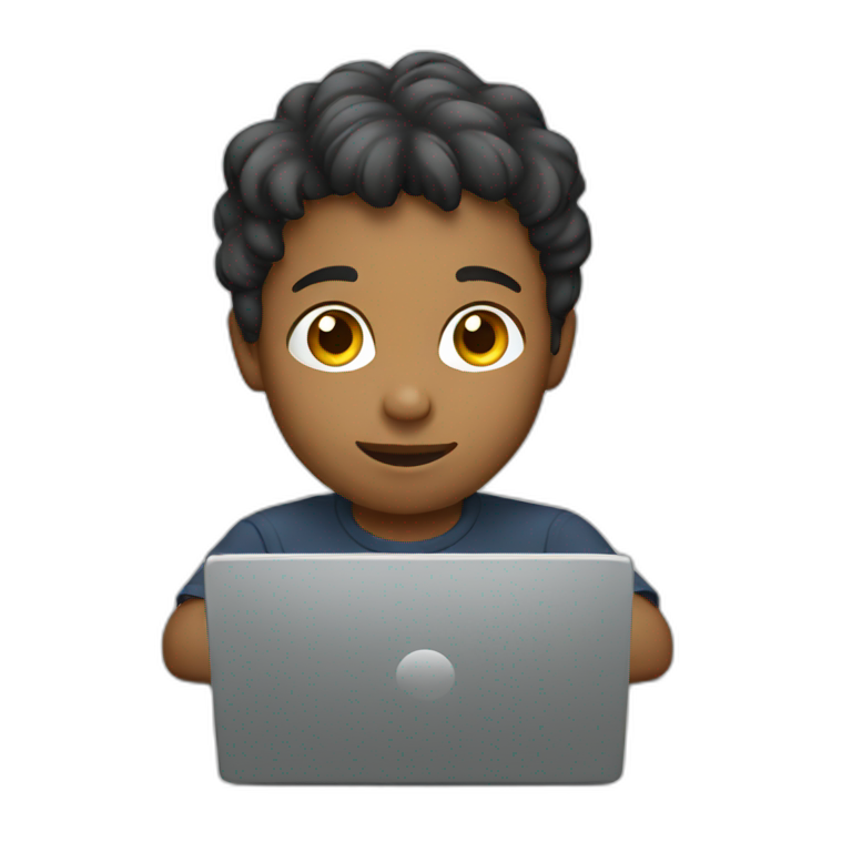 Kid with computer emoji