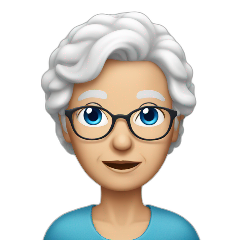 white haired grandma with blue eyes emoji