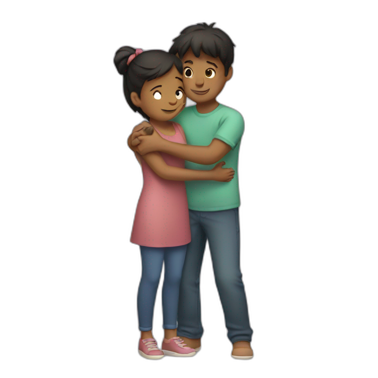 Girl and boy hug tight emoji