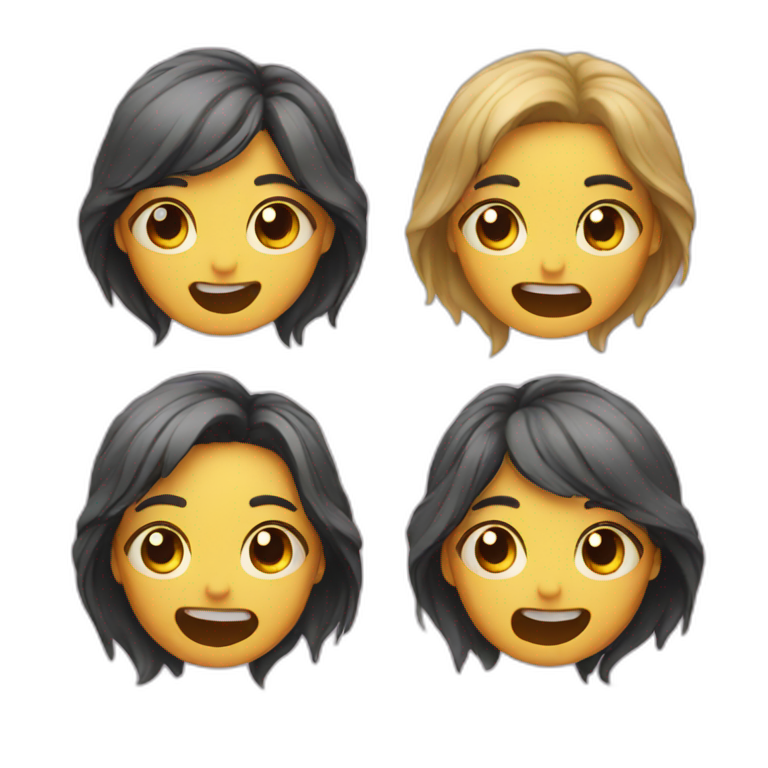 4 faces with different moods emoji