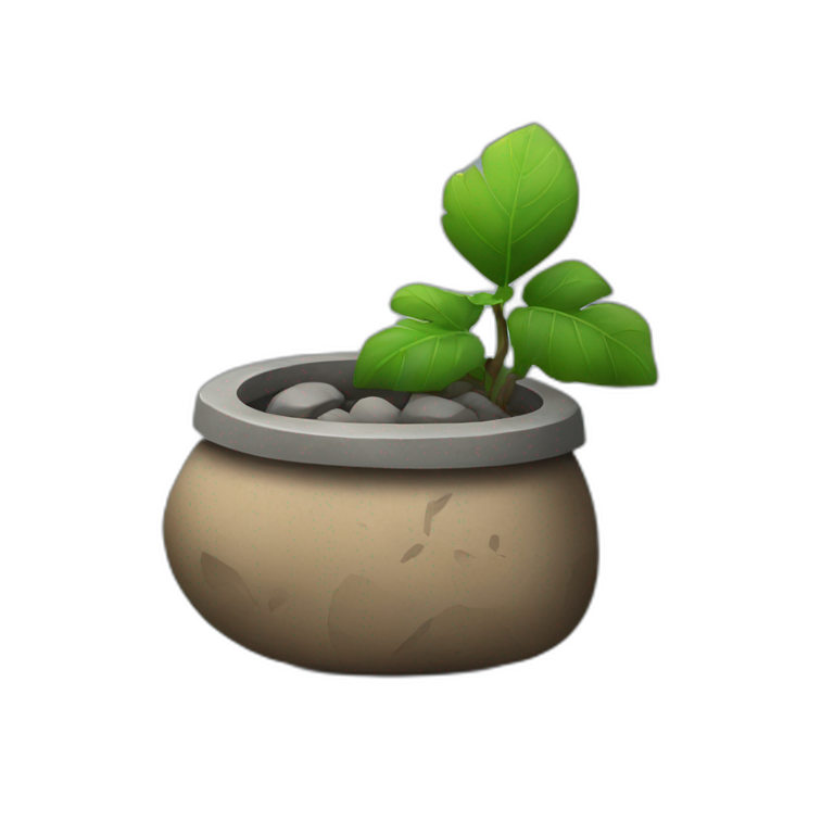 A rock with a pot on op emoji