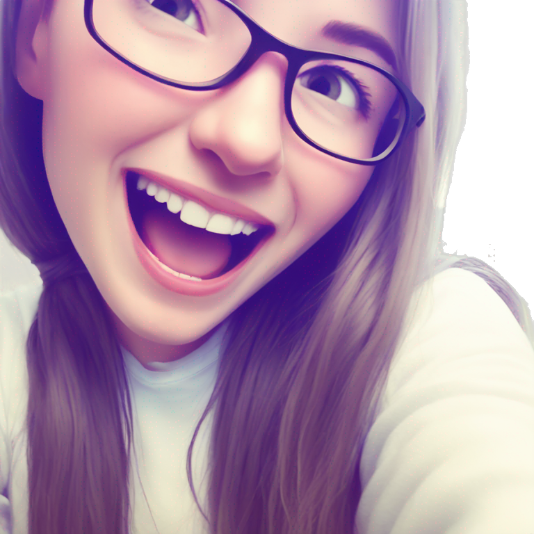 "girl with glasses smiling" emoji