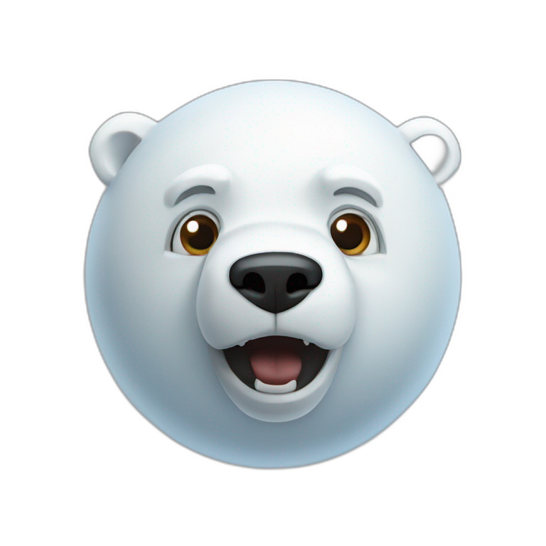3d sphere with a cartoon Polar Bear skin texture with big courageous eyes emoji