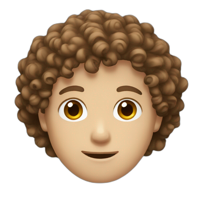 curly hair guy with brown hair, and blue eyes  emoji