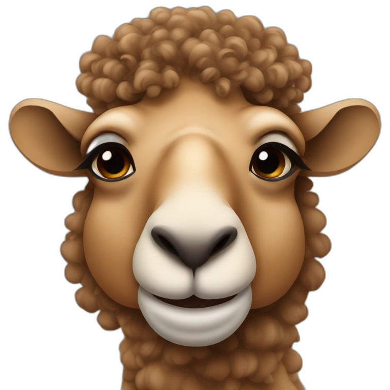 camel with brown curly hair emoji