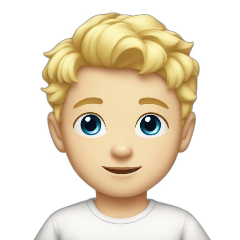 Baby boy brothers blond hair blue eyes with  emoji