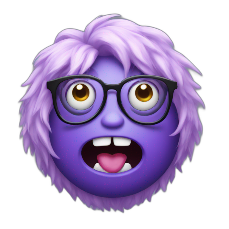 nerdy violet monster on a video call emoji