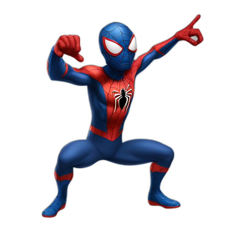 Spiderman pointing with both hands emoji