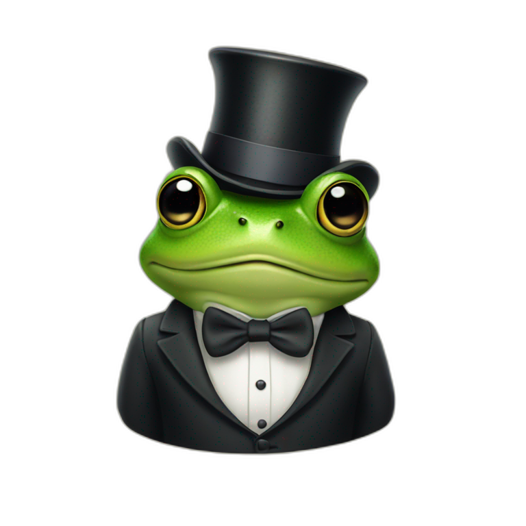 frog wearing a top hat emoji