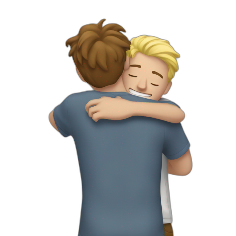 Two white guys hugging emoji