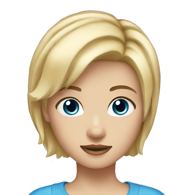 Short blond hair girl blue eyes emoji