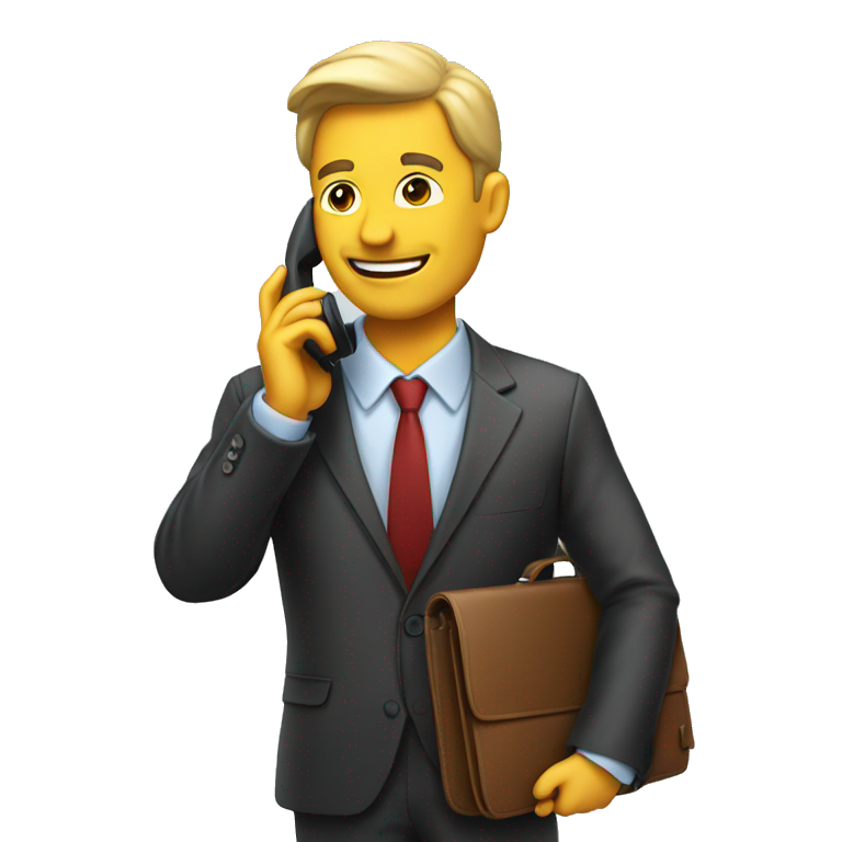 man in a suit talking on cell phone with briefcase entrepeneur emoji