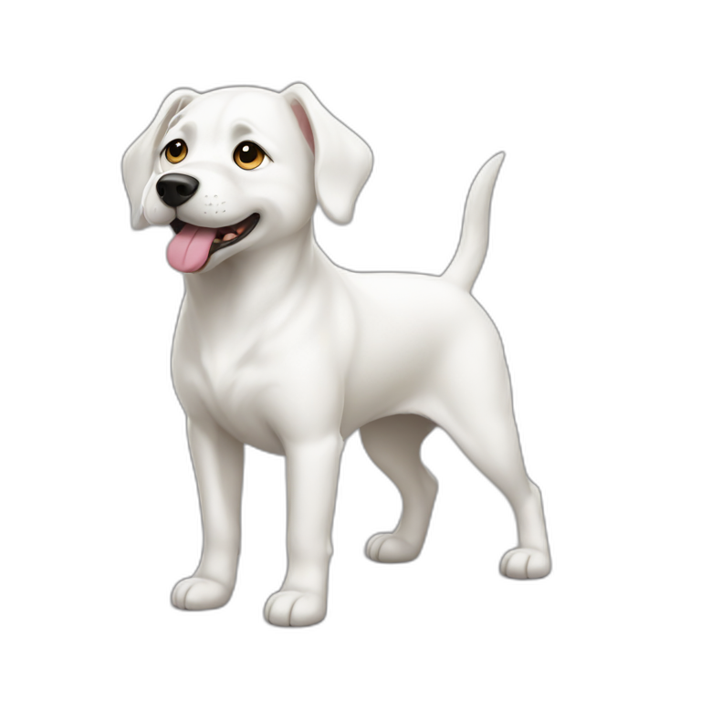 white dog with small ear emoji