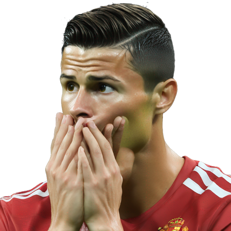 Cristiano Ronaldo hands on his face at defeat emoji