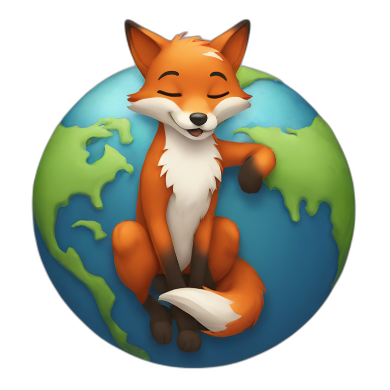 Handsome fox hugging the earth  emoji