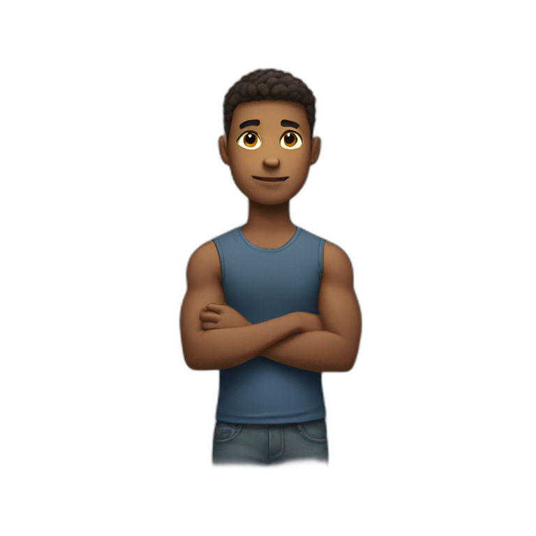 young man with arms crossed emoji