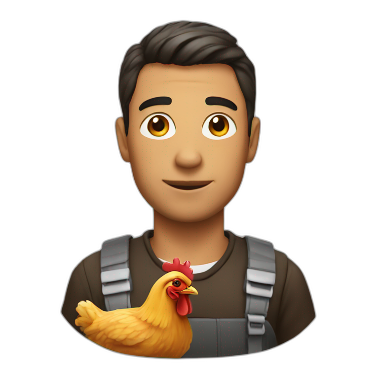 A men with chicken emoji
